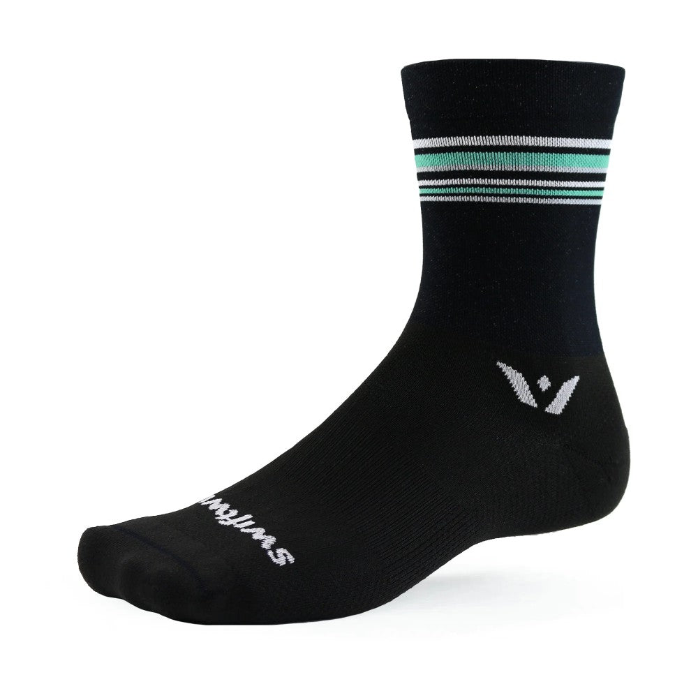 Mint stripe black Swiftwick Aspire Five sock