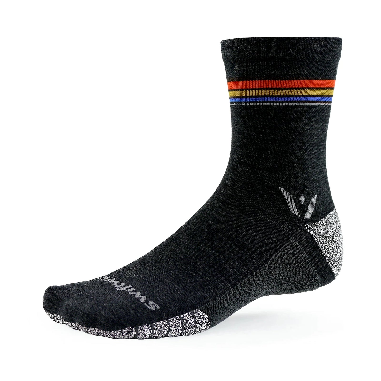 Coal orange stripe swiftwick Flite XT Trail sock
